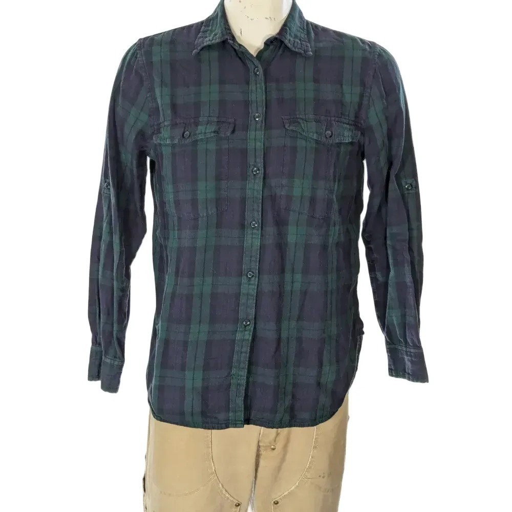Polo Ralph Lauren Denim & Supply Glen Plaid Flannel Button Down Shirt Sz L EUC